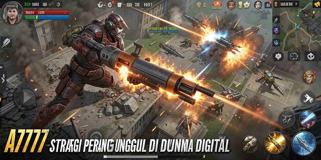 Screenshot menampilkan gameplay penuh aksi dan strategi di A7777.