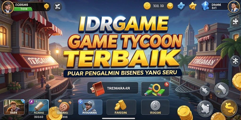 Tangkapan layar gameplay IDRGAME dengan berbagai elemen manajemen Tycoon.