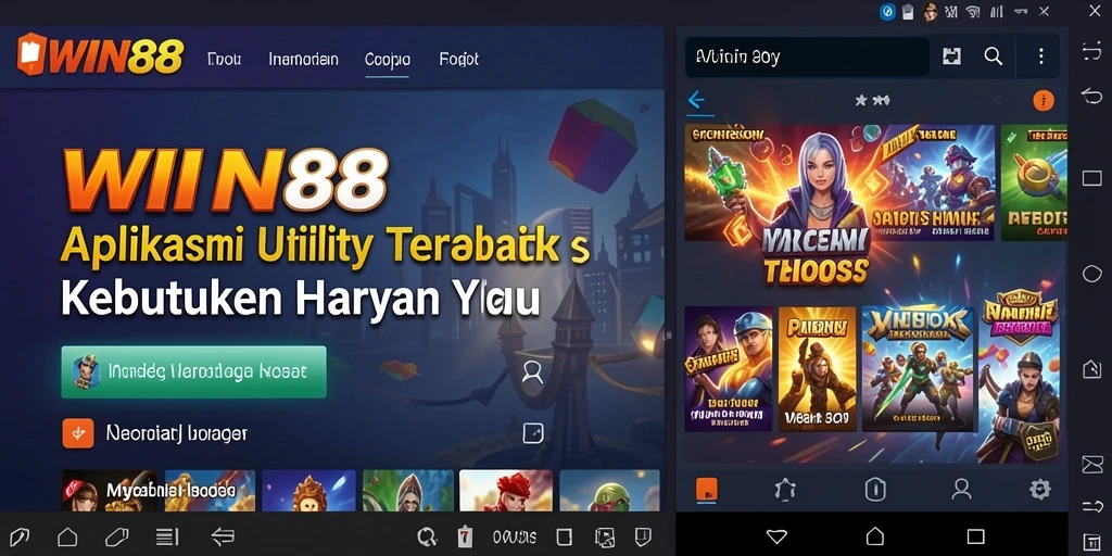 Tampilan utama aplikasi WIN88 dengan berbagai fitur utility yang bermanfaat.